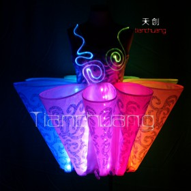 Multicolor change led light dress for show girl